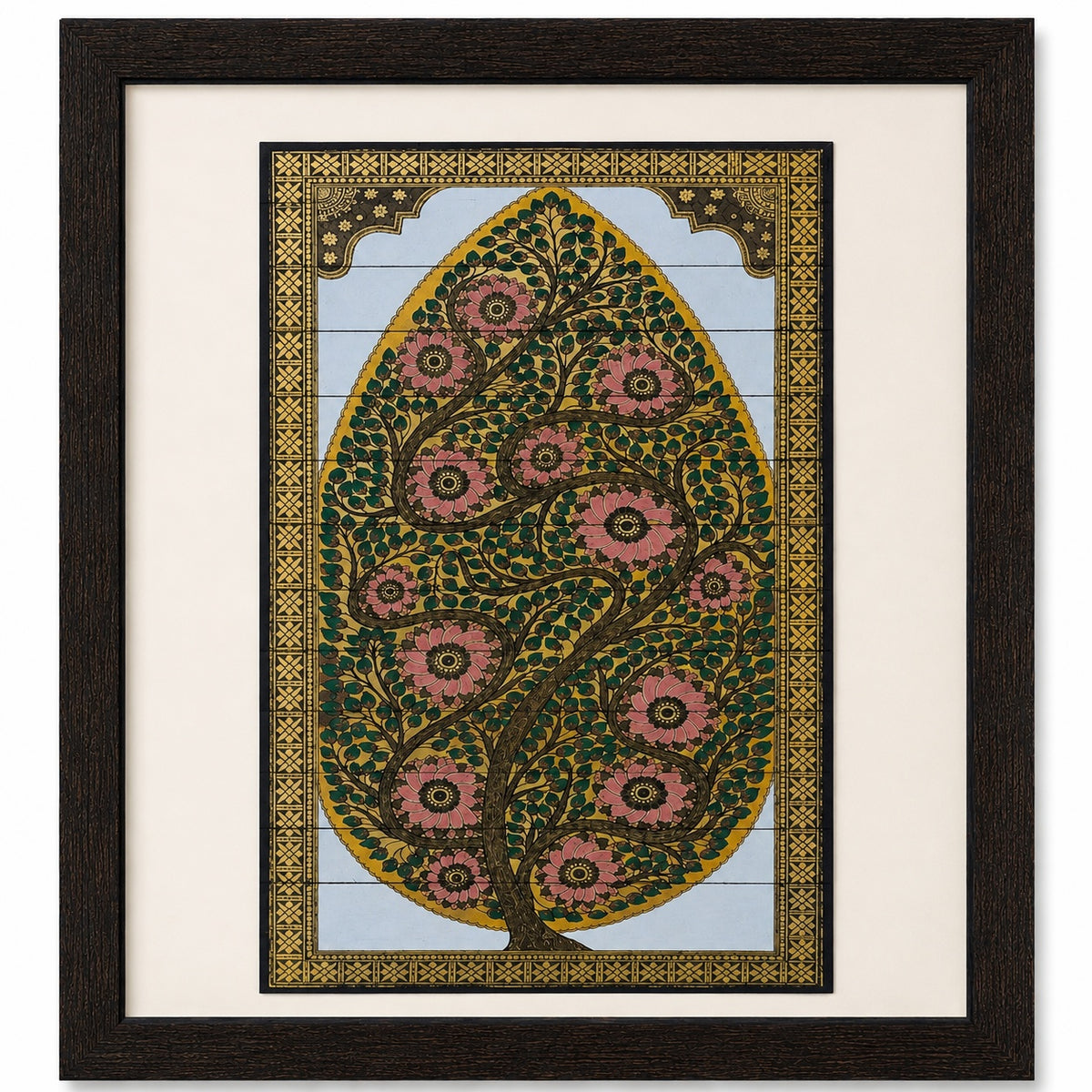 Tree of Life 01: Natural Painting On Palm-Leaf - Hand-Carved Artwork