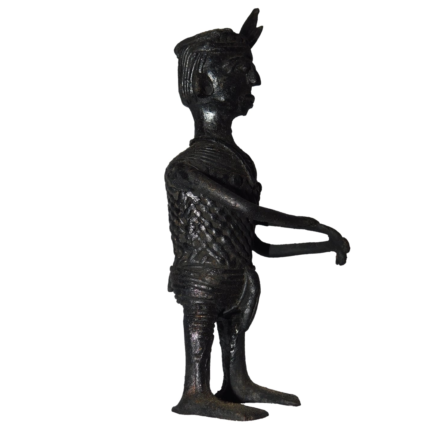Black Dhokra Tribal Musician Huduka Figurine | Handmade Bronze Dhokra Art