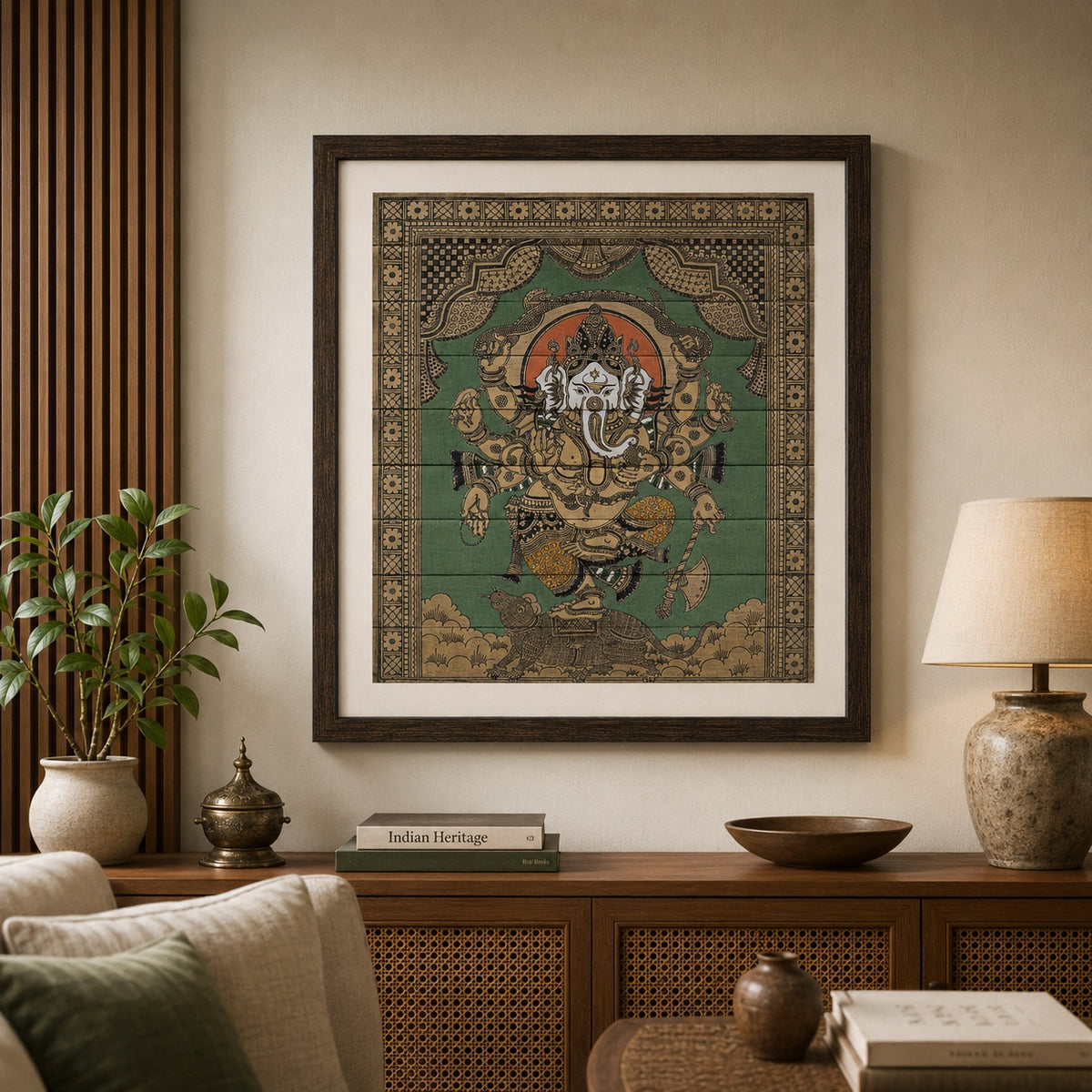 Nritya Ganapati — Dancing Ganesha Palm-Leaf Artwork