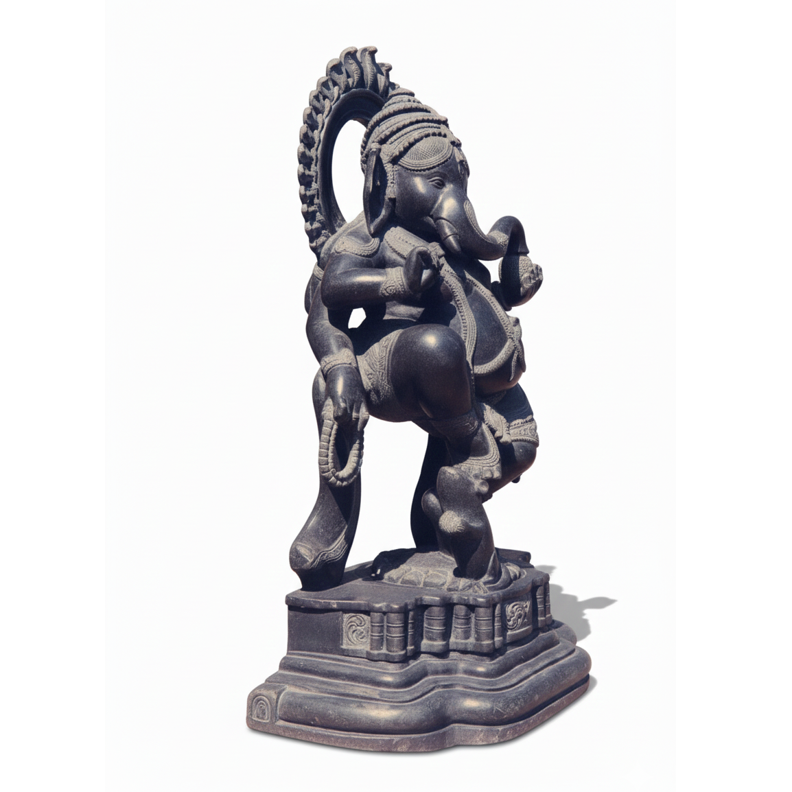 Nritya Ganapati - Black Granite Stone Statue