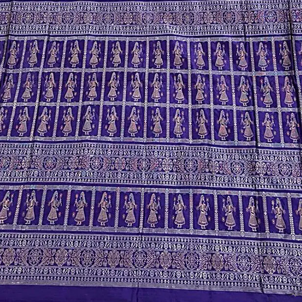Green & Violet Bomkai silk saree