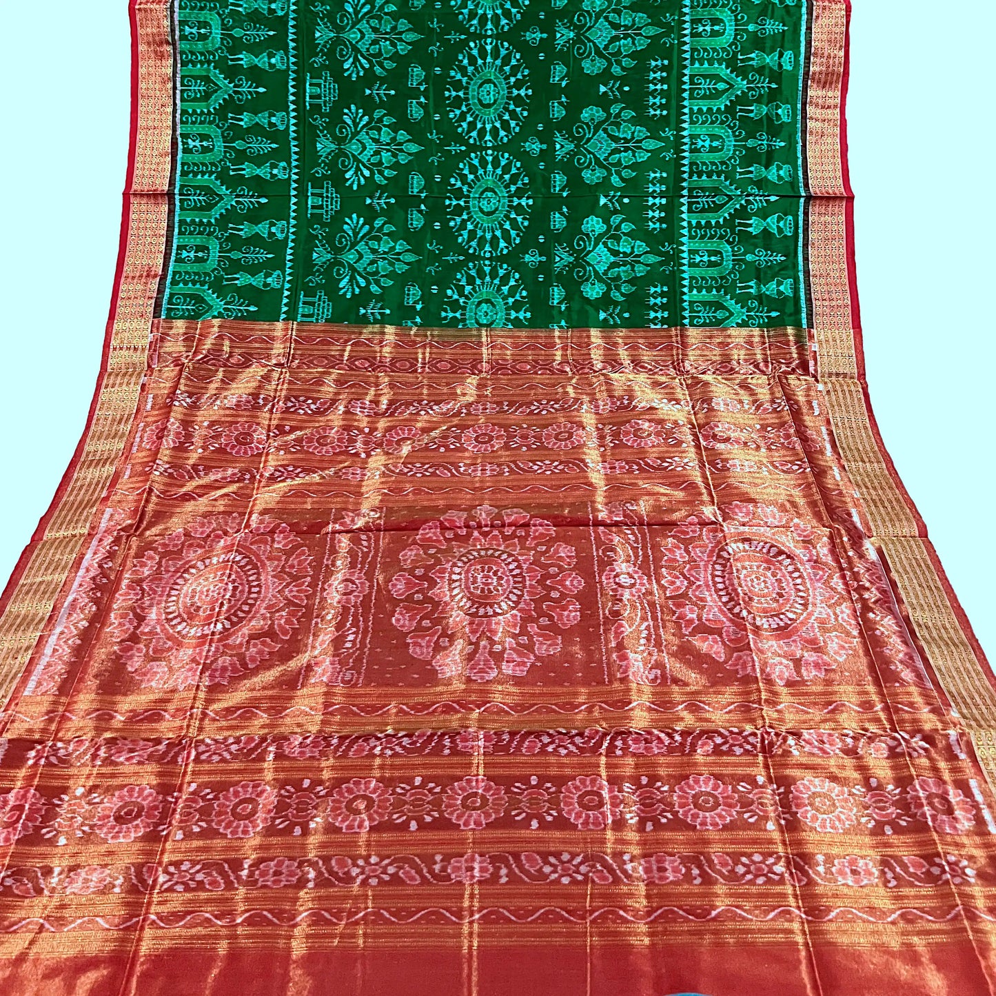 Luxurious Sambalpuri Silk Saree with Tissue Aanchal & Border