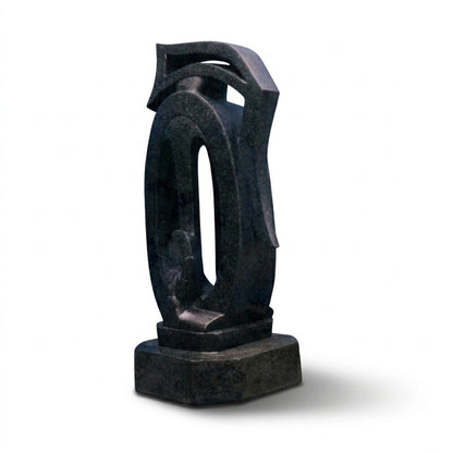Glossy Khiching Granite Abstract Ganesh | High-Sheen Luxury Stone Idol |  Indie Kaarigari  Hand-Carved "Sattva: Sacred"