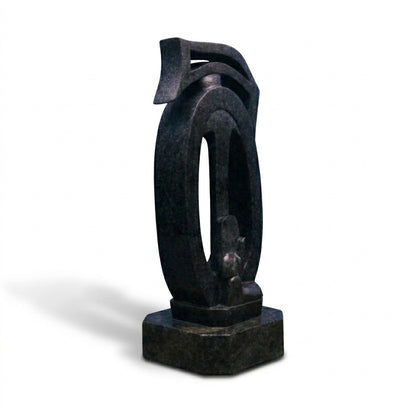 Glossy Khiching Granite Abstract Ganesh | High-Sheen Luxury Stone Idol |  Indie Kaarigari  Hand-Carved "Sattva: Sacred"
