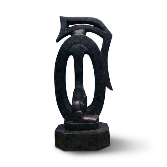 Glossy Khiching Granite Abstract Ganesh | High-Sheen Luxury Stone Idol |  Indie Kaarigari  Hand-Carved "Sattva: Sacred"
