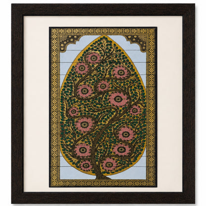 Tree of Life 01: Natural Painting On Palm-Leaf - Hand-Carved Artwork