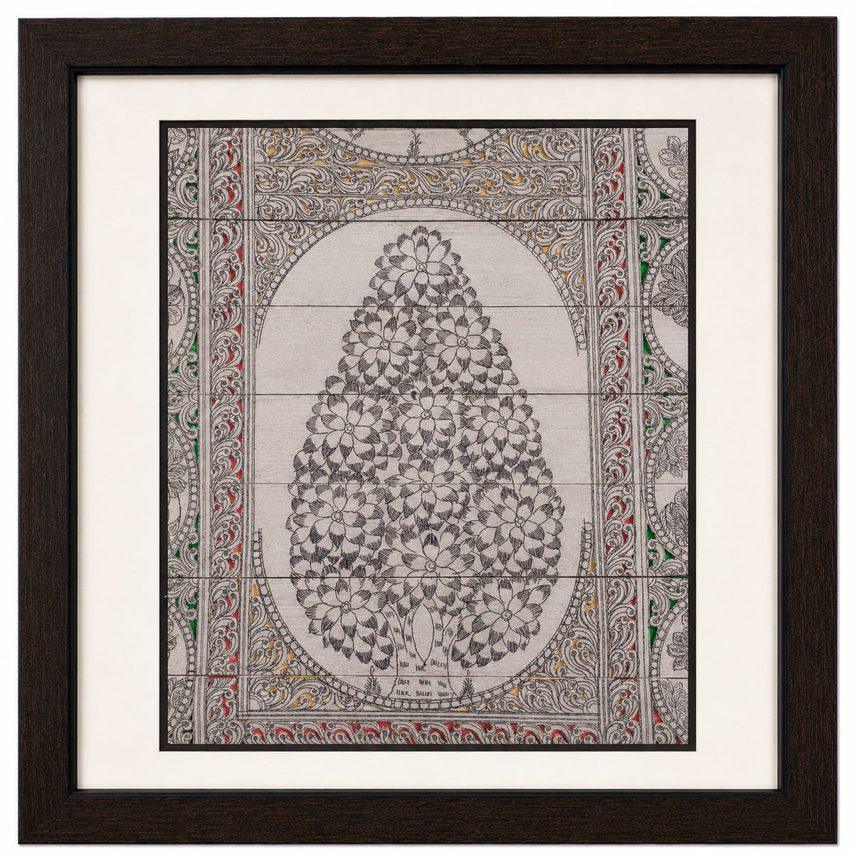 Tree of Life 02: Natural Painting On Palm-Leaf - Hand-Carved Artwork