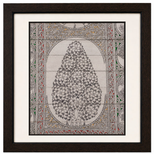 Tree of Life 02: Natural Painting On Palm-Leaf - Hand-Carved Artwork