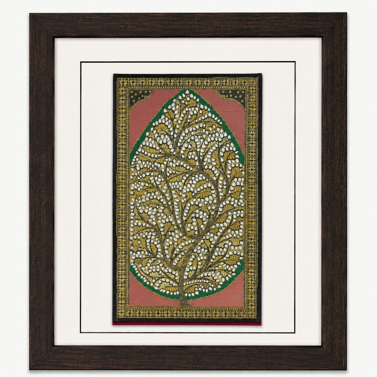 Tree of Life 04: Natural Painting On Palm-Leaf - Hand-Carved Artwork