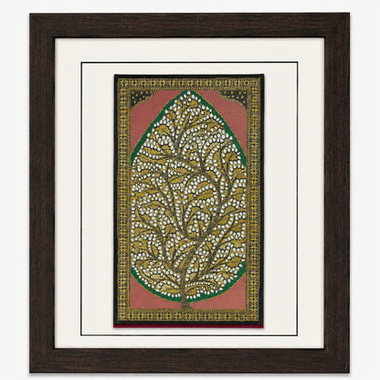 Tree of Life 04: Natural Painting On Palm-Leaf - Hand-Carved Artwork