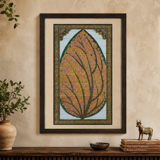 Tree of Life 05: Natural Painting On Palm-Leaf - Hand-Carved Artwork
