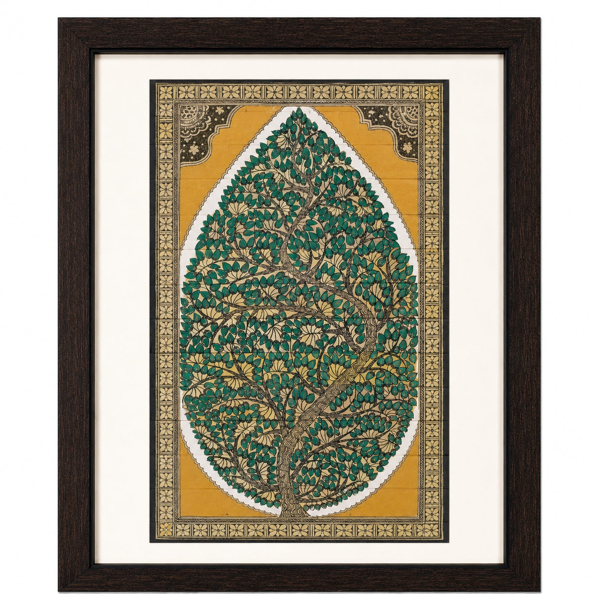 Tree of Life 07: Natural Painting On Palm-Leaf - Hand-Carved Artwork