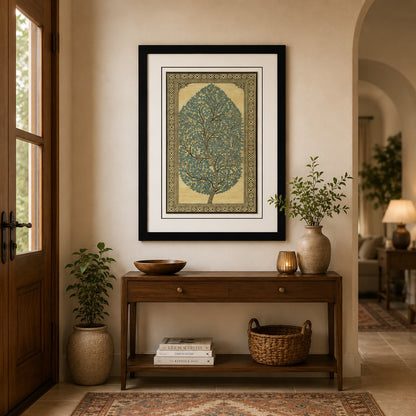 Tree of Life 07: Natural Painting On Palm-Leaf - Hand-Carved Artwork