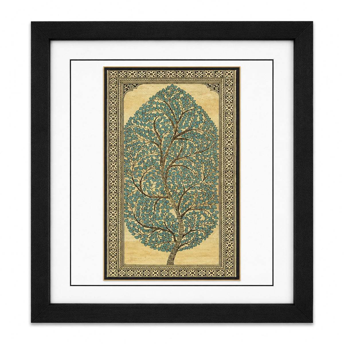 Tree of Life 07: Natural Painting On Palm-Leaf - Hand-Carved Artwork