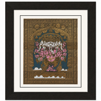 Multi-head Shri Ganesha: Hand-Carved Artwork Using Natural Pigments On Palm-Leaf
