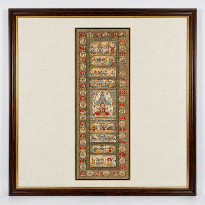 Lord Vishnu's Story — The Dashavatara Narrative Scroll Hand Carved On Palm-Leaf With Natural Pigments
