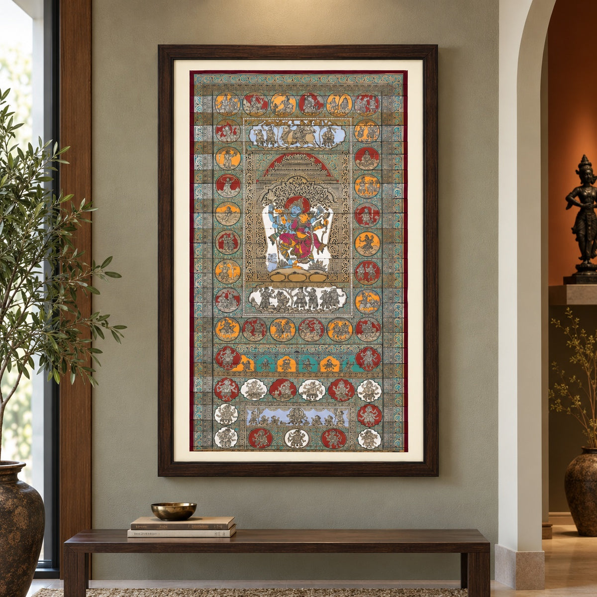 Lord Shiva's Story: The Narrative Scroll Hand-Carved On Palm-Leaf With Natural Pigments