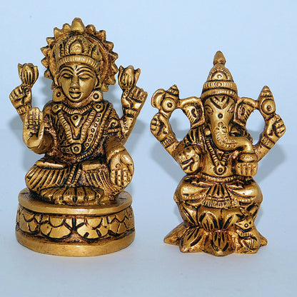 LAKSHMI GANESH Brass idols