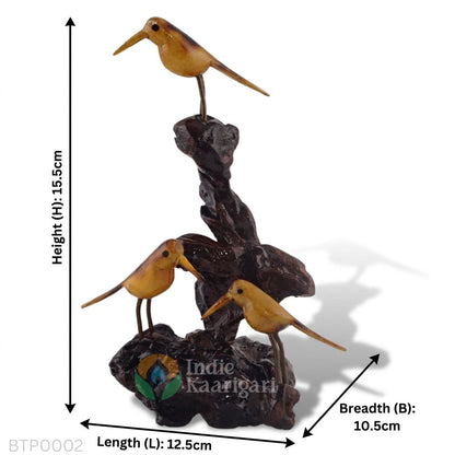 Triples - Hand-Carved Trio of Birds on Natural Driftwood Base