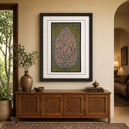 Tree of Life 03: Natural Painting On Palm-Leaf - Hand-Carved Artwork