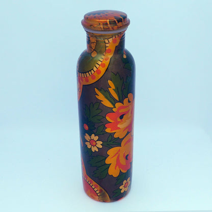 Pure Copper Designer water bottle (1 Litre) | Multicolor floral