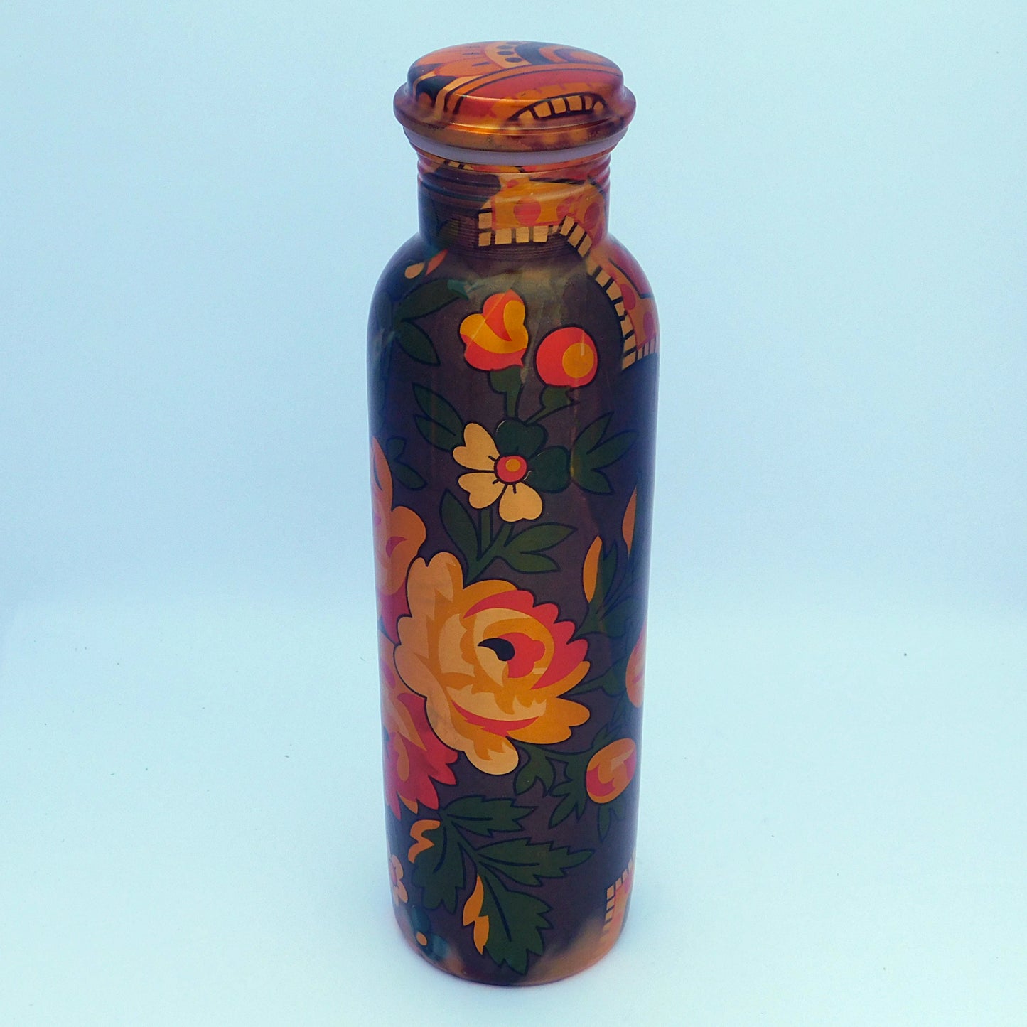 Pure Copper Designer water bottle (1 Litre) | Multicolor floral