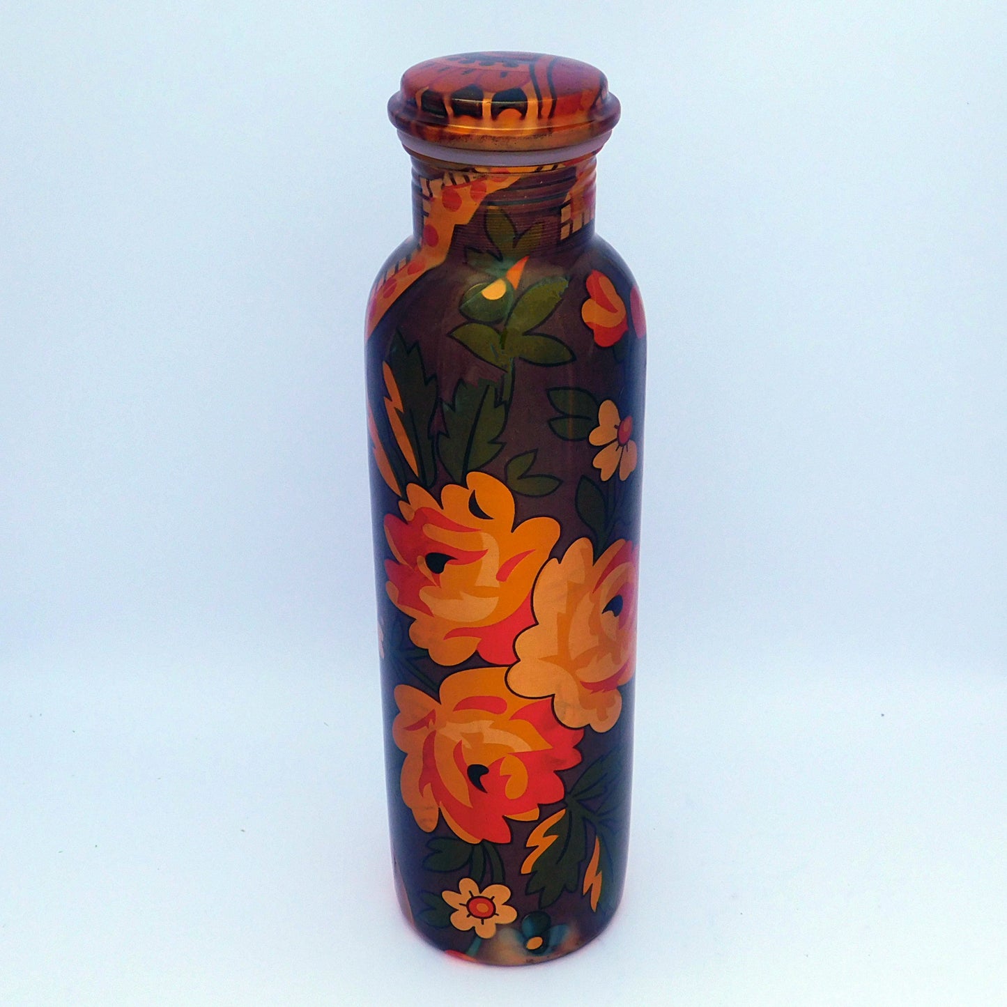 Pure Copper Designer water bottle (1 Litre) | Multicolor floral