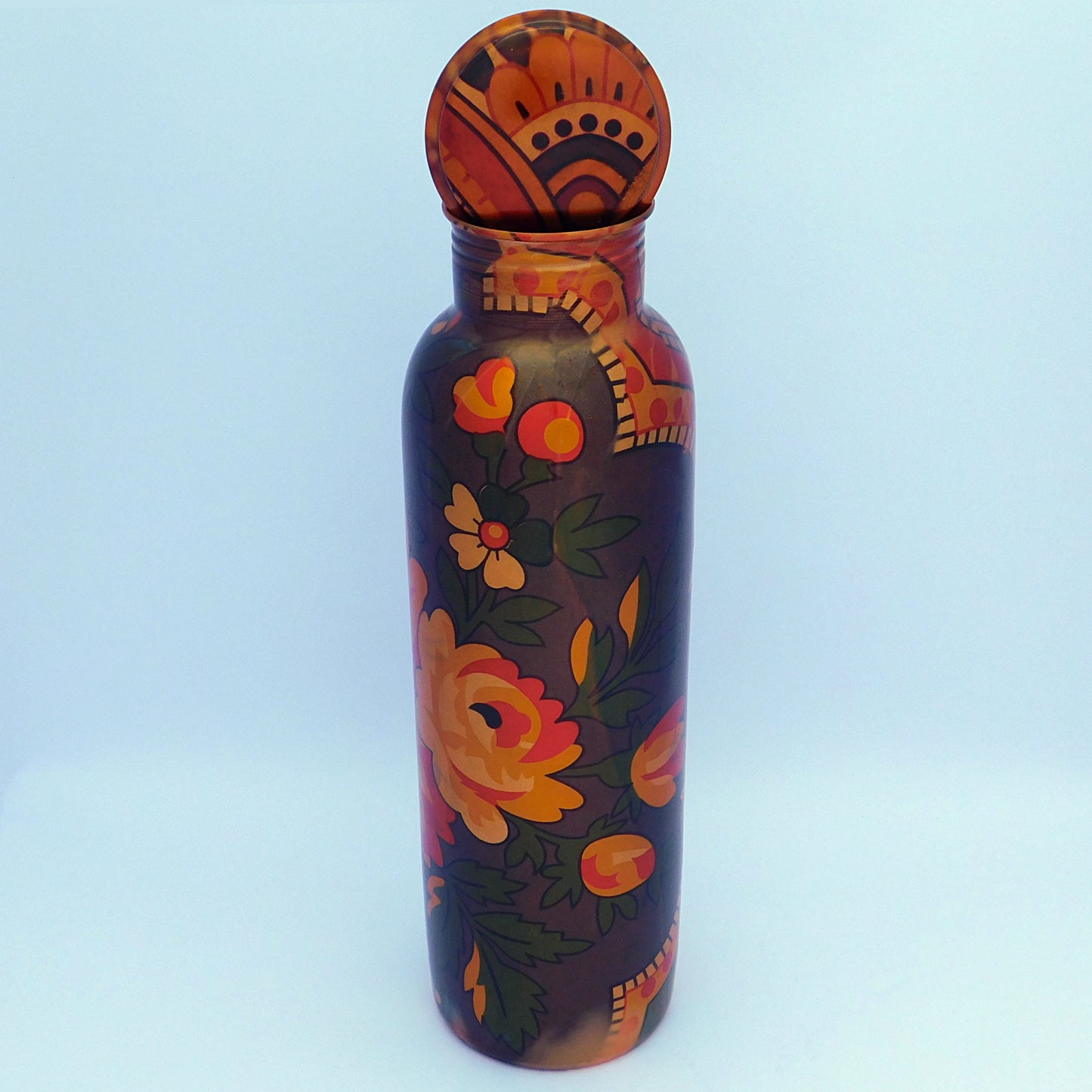 Pure Copper Designer water bottle (1 Litre) | Multicolor floral