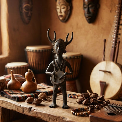 Handmade Black Dhokra Singha Baja (Dulduli) Tribal Musician – Bronze Figurine | Eco-Friendly Odisha Dhokra Art