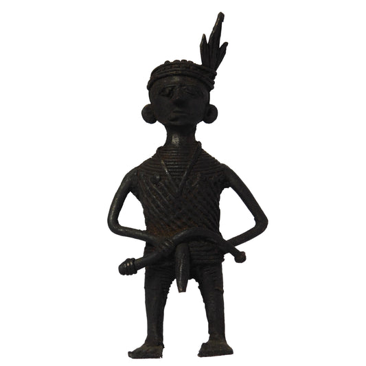 Black Dhokra Tribal Musician Karuna Figurine | Handmade Bronze Dhokra Art