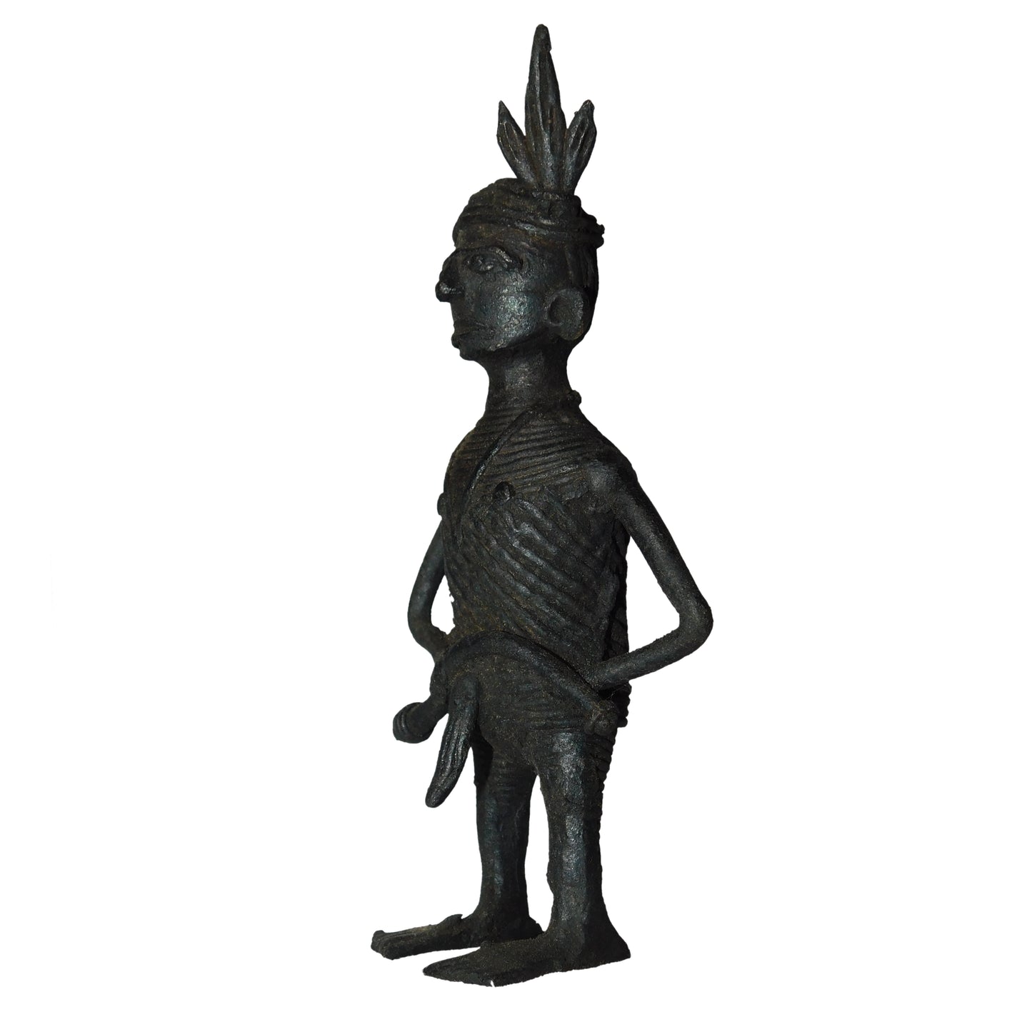 Black Dhokra Tribal Musician Karuna Figurine | Handmade Bronze Dhokra Art