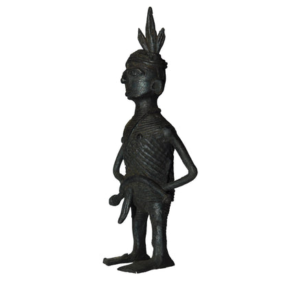 Black Dhokra Tribal Musician Karuna Figurine | Handmade Bronze Dhokra Art