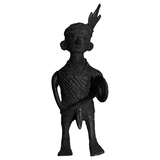 Black Dhokra Tribal Musician Jhumka Figurine | Handmade Bronze Dhokra Art