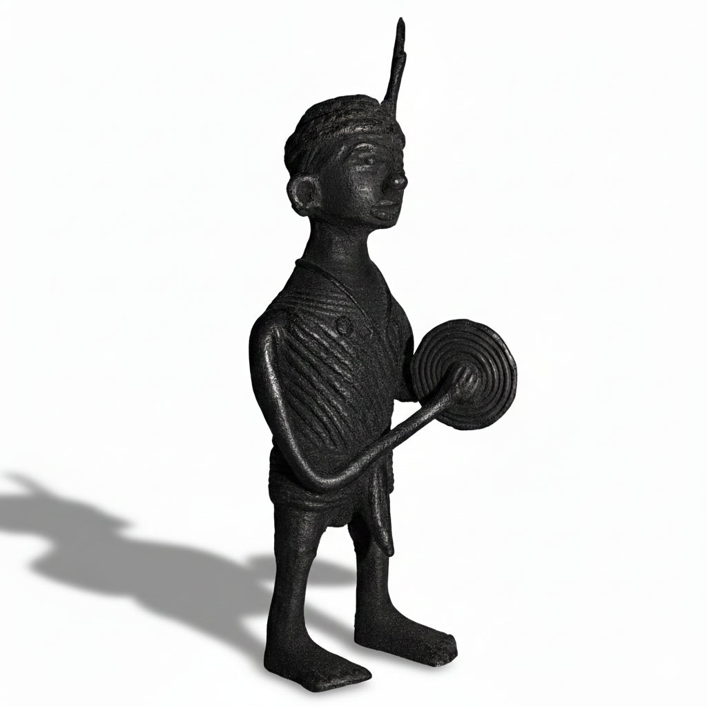 Black Dhokra Tribal Musician Jhumka Figurine | Handmade Bronze Dhokra Art