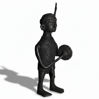 Black Dhokra Tribal Musician Jhumka Figurine | Handmade Bronze Dhokra Art