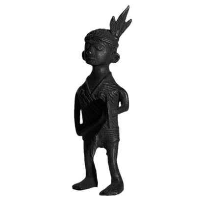 Black Dhokra Tribal Musician Jhumka Figurine | Handmade Bronze Dhokra Art