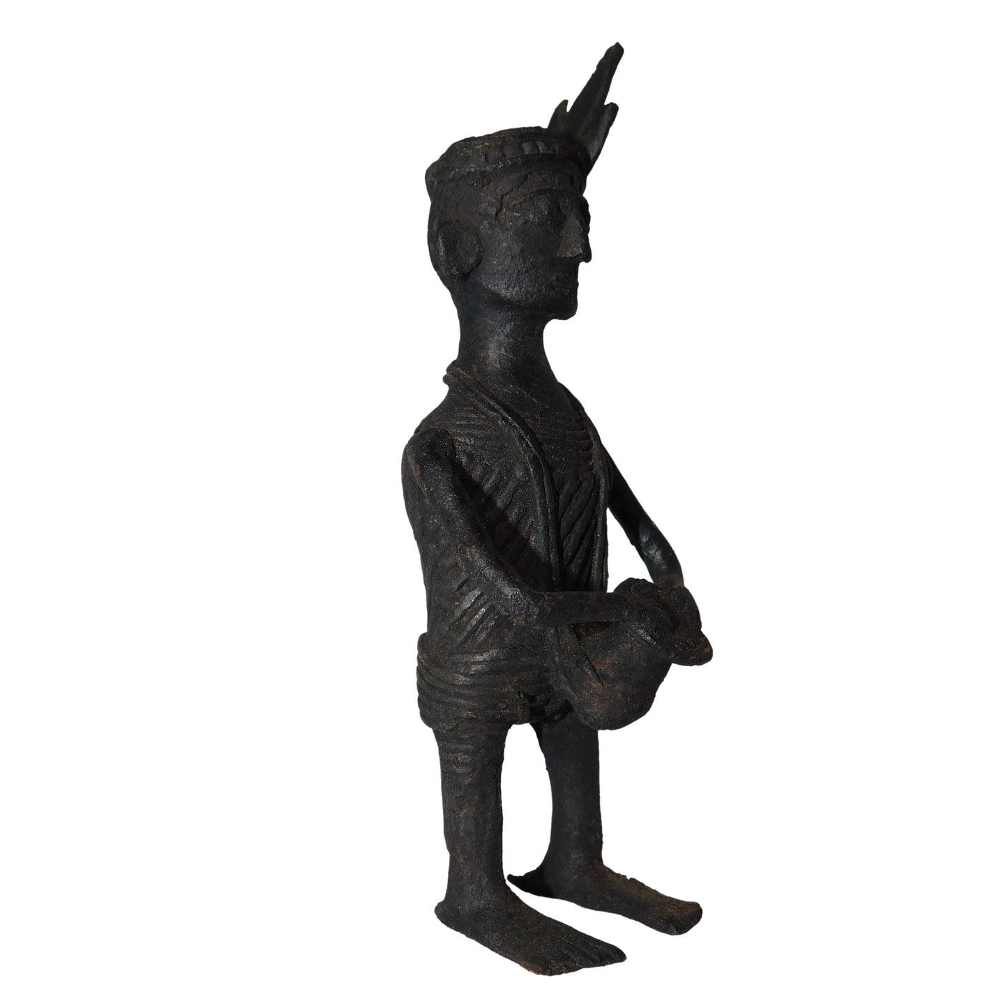 Black Dhokra Tribal Musician Ghumura Figurine | Handmade Bronze Dhokra Art