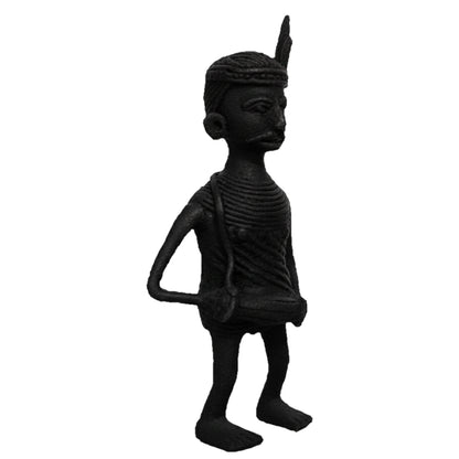 Black Dhokra Tribal Musician Dhulia Figurine | Handmade Bronze Dhokra Art