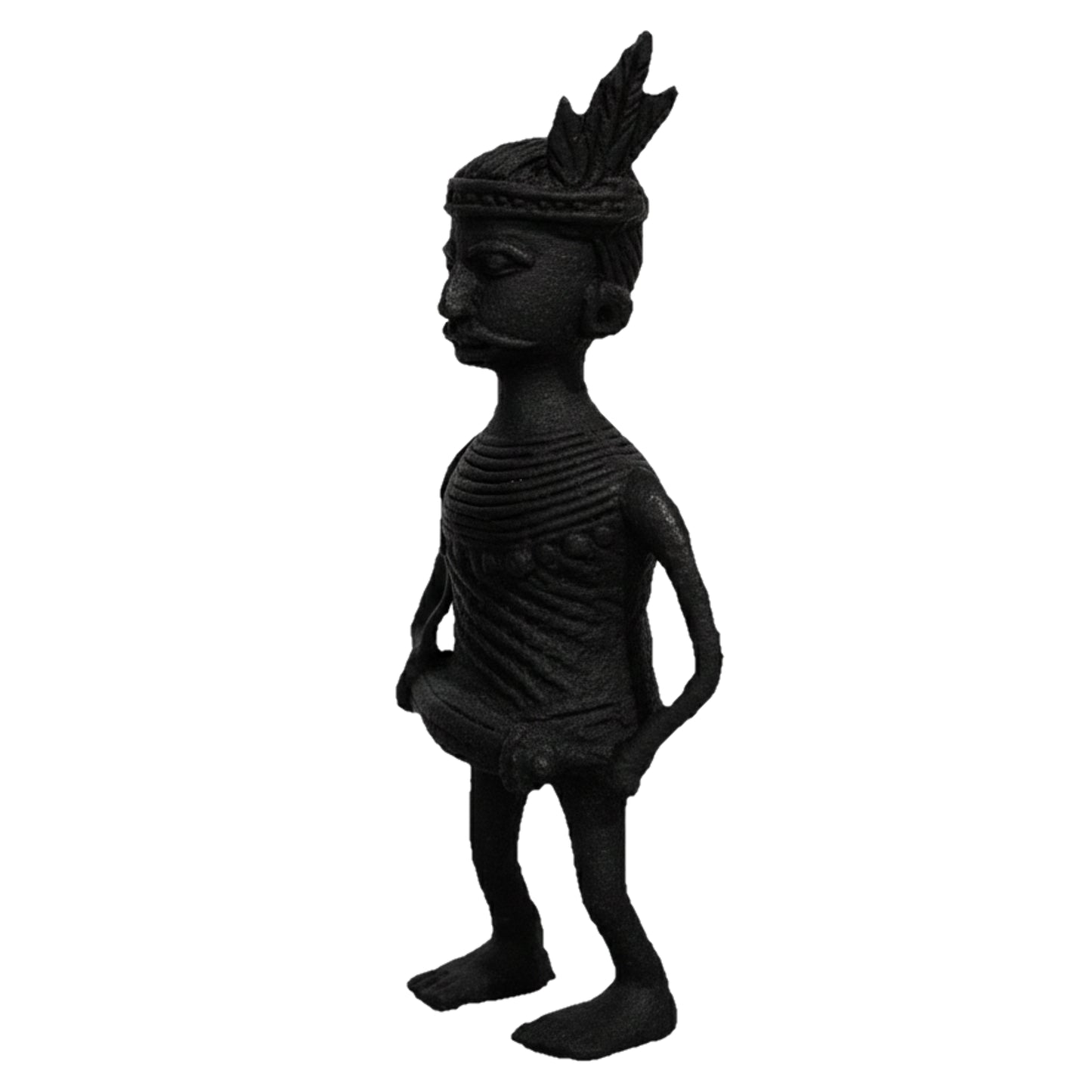 Black Dhokra Tribal Musician Dhulia Figurine | Handmade Bronze Dhokra Art