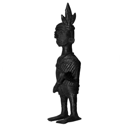 Black Dhokra Chimta Jhumka Player Figurine | Tribal Musician Bronze Sculpture