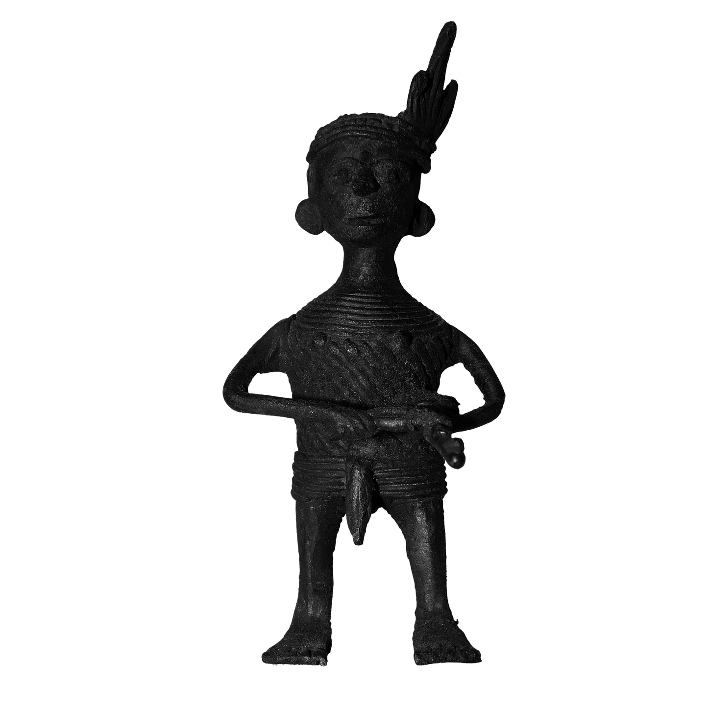 Black Dhokra Tribal Musician Sarangi Figurine | Handmade Bronze Dhokra Art
