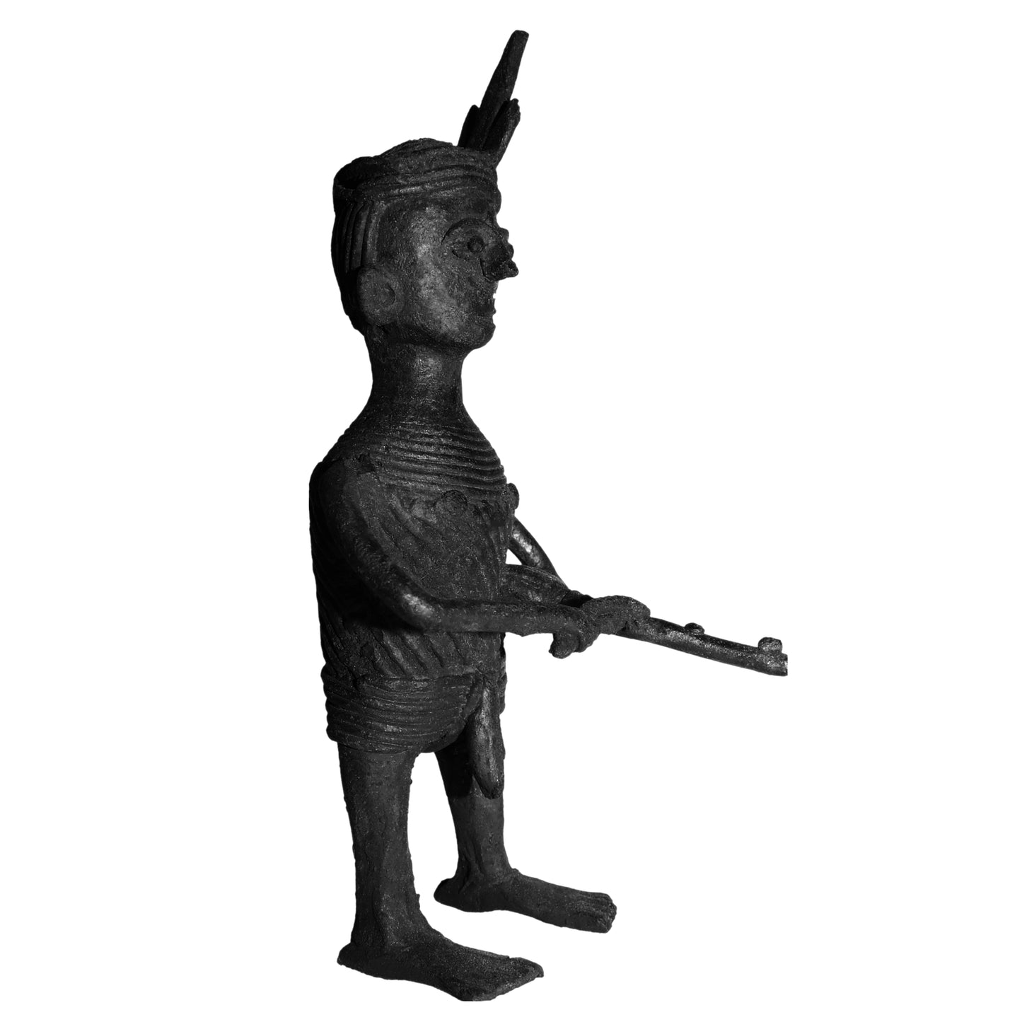 Black Dhokra Tribal Musician Sarangi Figurine | Handmade Bronze Dhokra Art