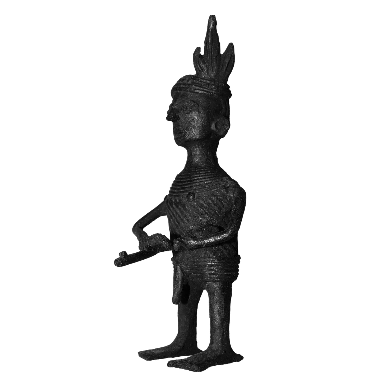 Black Dhokra Tribal Musician Sarangi Figurine | Handmade Bronze Dhokra Art