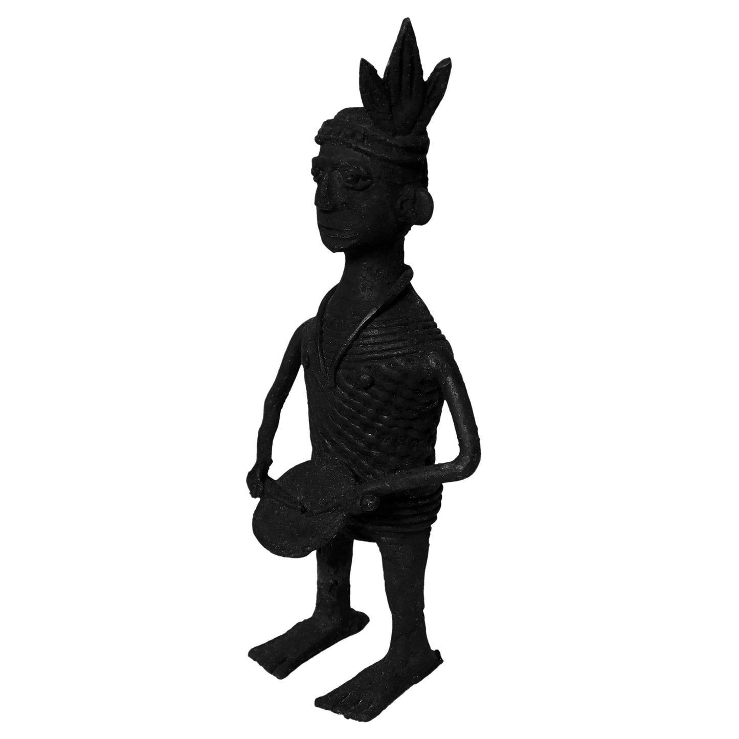 Black Dhokra Tribal Musician Nisan Figurine | Handmade Bronze Dhokra Art