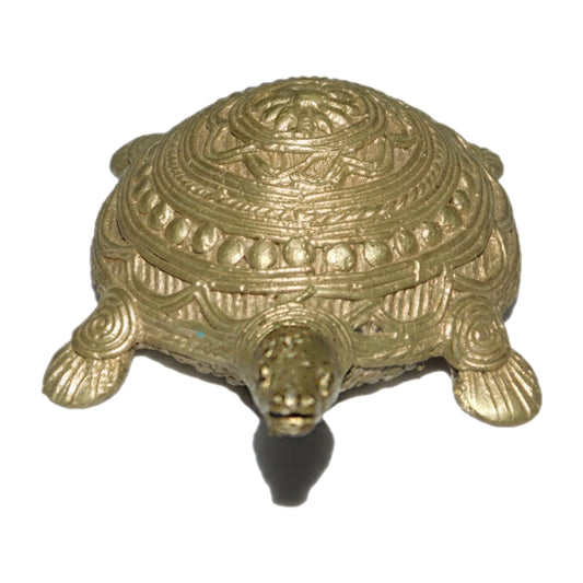 Golden Turtle Dhokra Craft | Handmade Bronze Turtle Figurine in Dhokra Metal Art