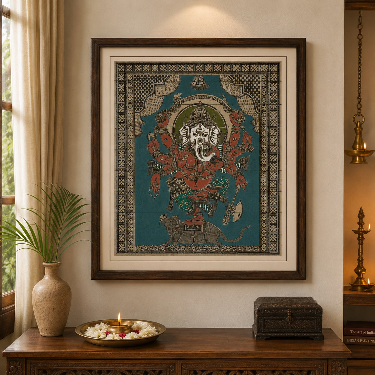 Nritya Ganapati — Dancing Ganesha Palm-Leaf Artwork
