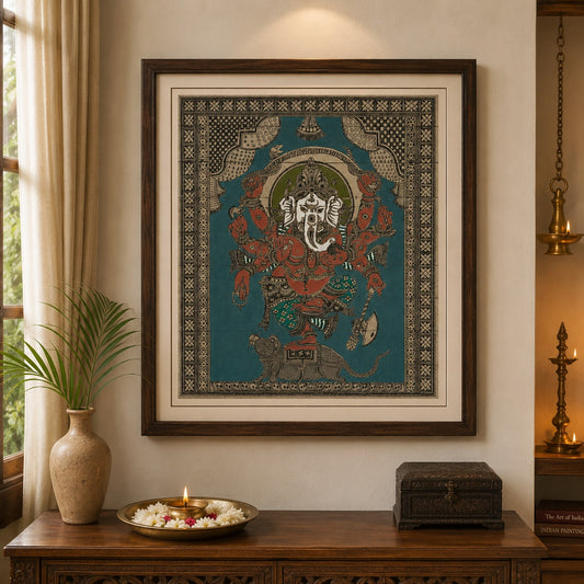 Nritya Ganapati — Dancing Ganesha Palm-Leaf Artwork