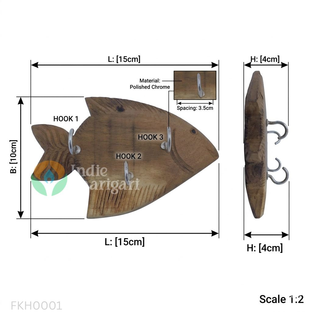 Handcrafted Wooden Fish Key Holder-Wall Organizer