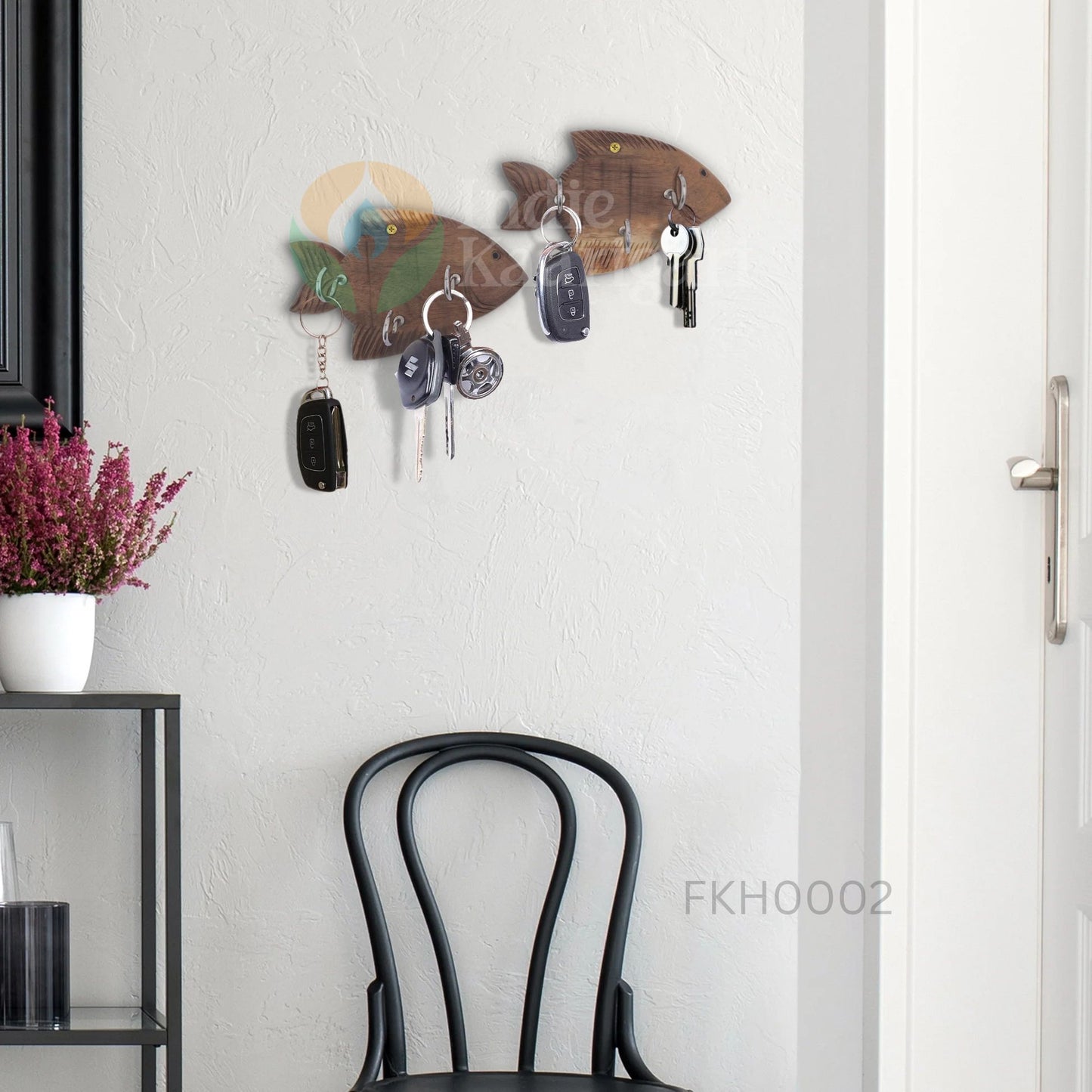 Handcrafted Wooden Fish Key Holder-Wall Organizer