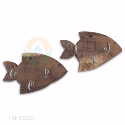 Handcrafted Wooden Fish Key Holder-Wall Organizer